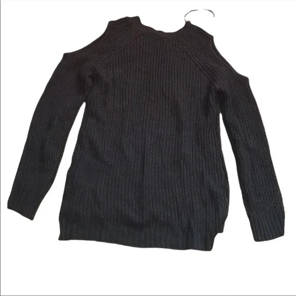 Lily Morgan black cold shoulder ribbed long sleeve sweater Sz M - Picture 6 of 6
